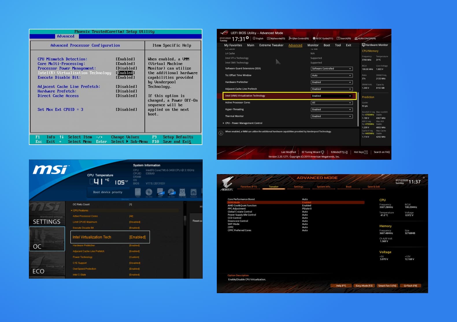 A few of the Various BIOS versions